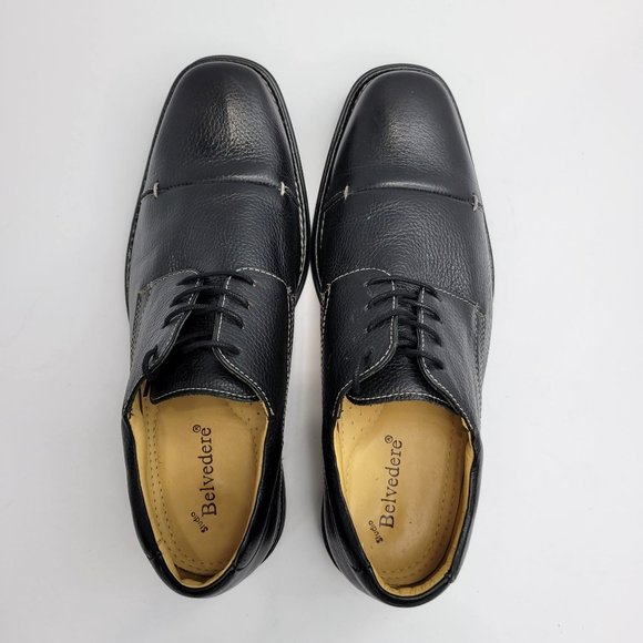 Belvedere Studio Florence Cap Toe Men's Dress Shoes Black US Size 10D - Picture 5 of 8